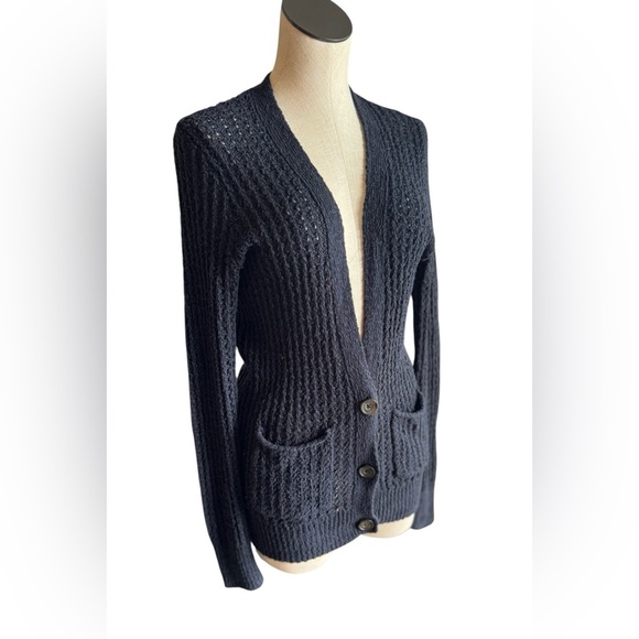 Y2K Hollister Button Up Long Navy Blue Cardigan size Small - Picture 1 of 8